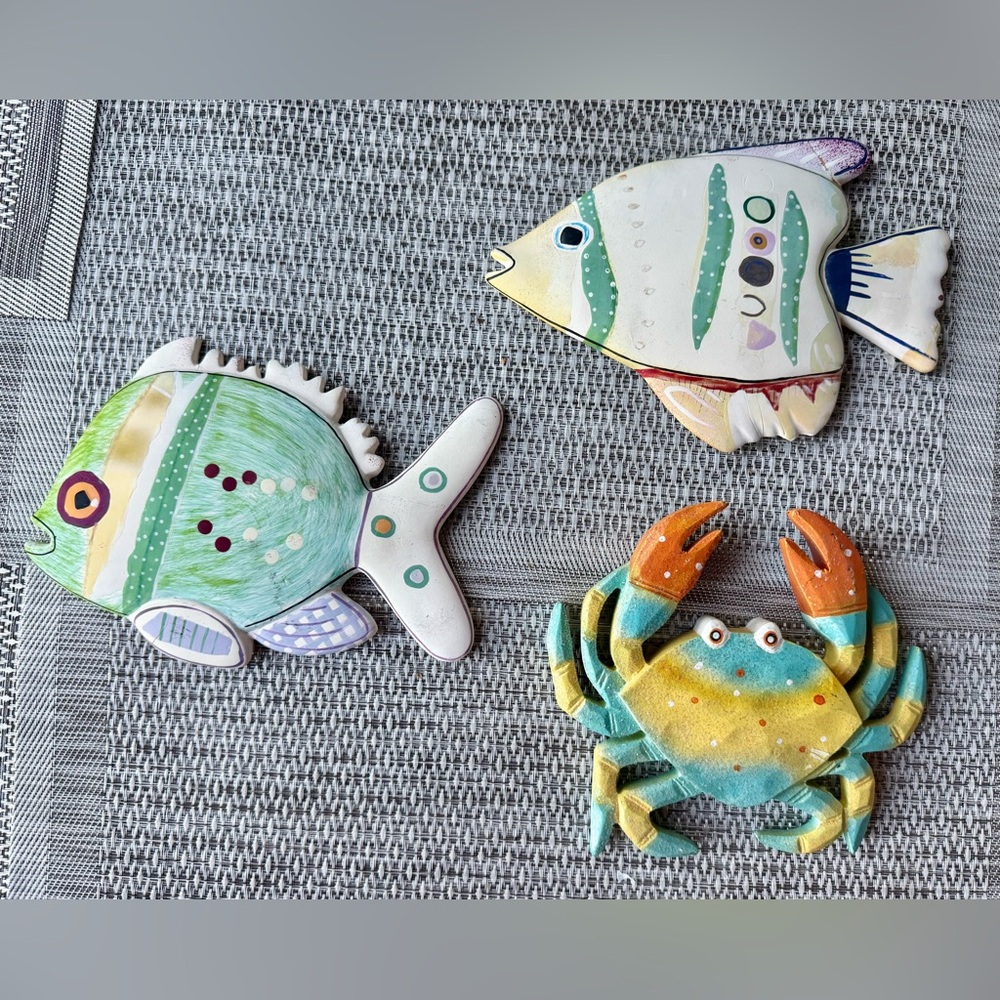 Colorful Fish and Crab Wall Decor Set
